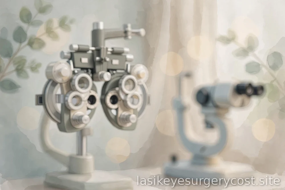 eye exam equipment in soft focus