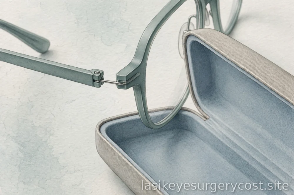 glasses and contact lens case