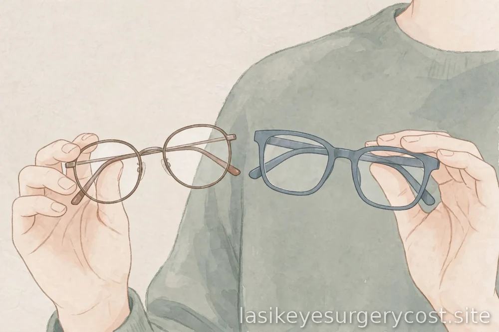person choosing between glasses